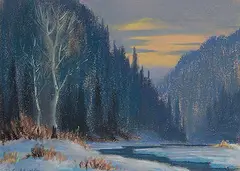 Untitled - Stream at Dusk by Roland Gissing, pastel on paper, sold May 2023