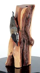Nuthatch by Dick Goerg, 2008, willow carving, sold May 2023