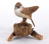 Dick Goerg, Untitled - Wren with Nest, tupelo wood carving