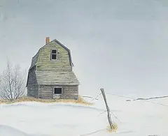 Alex Halliburton, Untitled - Derelict Barn, 1976, watercolour and coloured pencil on paper
