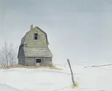 Alex Halliburton, Untitled - Derelict Barn, 1976, watercolour and coloured pencil on paper