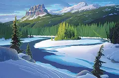 Robert Jones, Castle Mountain, acrylic on wood board