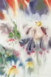 Byron Lance King, Untitled - Purple and White Flower Patch, watercolour on paper