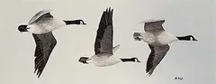 Kenneth Michael Kirkby, Untitled - Three Geese, oil on wood board