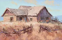 Harold Lloyd Lyon, Untitled - The Rickety Barn, oil on wood board