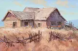 Harold Lloyd Lyon, Untitled - The Rickety Barn, oil on wood board