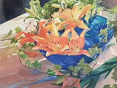 Lorri Pullman MacDonald, Lilies Light and Shadow, watercolour on paper