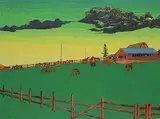 Robin Mayor, Untitled - Green Pasture at Dusk, oil on paper