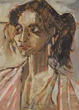 Robert F.M. McInnis, Untitled - Woman with Ponytail, 1982, oil on wood board