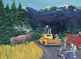 Maxwell Allen Newhouse, All the Cars and An Elk, 2004, oil on board