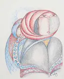 Daphne Odjig, A New Generation, coloured pencil on paper