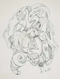 Daphne Odjig, Untitled - Interplay, graphite on paper