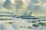 Harold Demont Olsen, October Skies, 1980, watercolour on paper