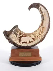 Jack Quiring, Moving Through, sheep horn carving