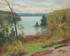 George Thomson, View of the Bay, oil on paper board