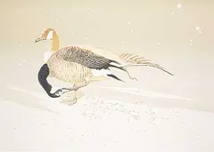 Roy Elwin Tomlinson, New Snow at the Lake - Preening Geese #21/50, 1983, colour lithograph on paper