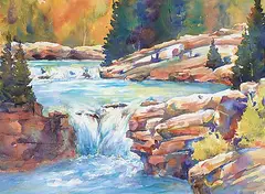 Sharon Lynn Williams, Elbow Falls Splendor, watercolour on paper