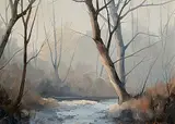 Karl E. Wood, Dollarton Creek, oil on wood board