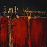 David Zimmerman, Forward Thinking, mixed media on wood panel