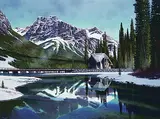 Roger D. Arndt, Reflections at Emerald Lake, 2010, oil on wood board