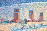 William Roy Brownridge, Shinny on the 'Right of Way', acrylic on canvas
