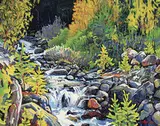 John H. Burrow, Bow River Tributary, acrylic on canvas