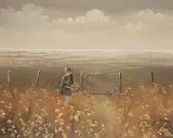 Tinyan Chan, Untitled - Collecting Daisies, oil on canvas