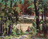 Bruno Cote, Canoe River, oil on wood board