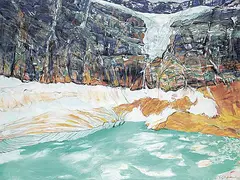 Maureen Enns, The Angel Glacier + Mt. Edith Cavell - Jasper, 2017, acrylic, oil and charcoal on canvas