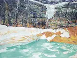 Maureen Enns, The Angel Glacier + Mt. Edith Cavell - Jasper, 2017, acrylic, oil and charcoal on canvas