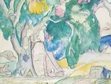 Marc-Aurèle Fortin, Untitled - Cottage in the Trees, watercolour and graphite on paper