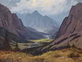 Roland Gissing, Storm Over Minnewanka, 1953, oil on canvas