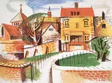 Untitled - Colourful Village by Henry George Glyde, gouache on paper, sold Apr 2023