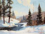 Roland Gissing, Winter in the Foothills, 1966, oil on canvas board