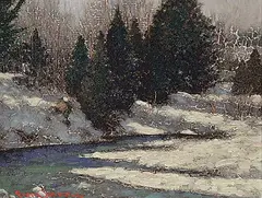 Frank Johnston, Mild Morning, oil on wood board