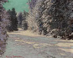 Frank Johnston, Winter Shadows, oil on wood board
