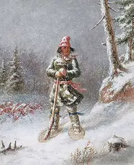 Cornelius Krieghoff, Hunter in a Blizzard, oil on canvas