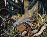 Arthur Lismer, Dark Horizontal Forest, oil on canvas board