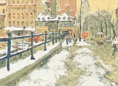 John Caruthers Little, Notre Dame Street, Montreal, 1964, oil on canvas board