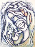 Daphne Odjig, The Living Forest, 1981, pastel on paper