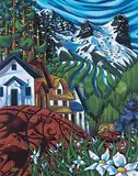 K. Neil Swanson, Canmore Under Hai Ling, 2002, oil on wood board