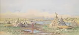Frederick Arthur Verner, Ojibway Wigwams, North West Angle, Lake of the Woods, 1881, watercolour on paper