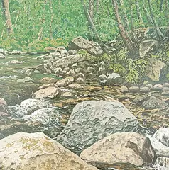 Michael Coyne, Creek in Maine, acrylic on canvas