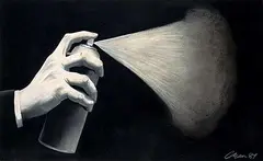 Christopher Cran, Hand, Spray Can and Spray, 1984, charcoal and chalk on paper