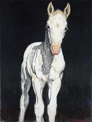 Joseph Fafard, White Colt II, 1998, pastel on paper