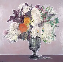 Chris S. Flodberg, Flower Painting, Greys and Purples, 2020, acrylic on canvas