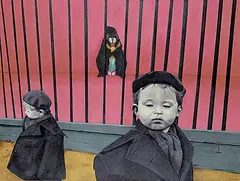 Marianna Gartner, I Wear My Eyes Discreetly Down [Gabor, Gabor], 1987, acrylic on canvas