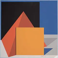 Joseph Kadar, Untitled - Solid Geometry II, acrylic on canvas board