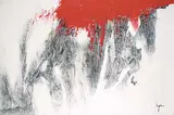Sophia Paleotheodoros, Untitled - Red, Black and White, mixed media on canvas