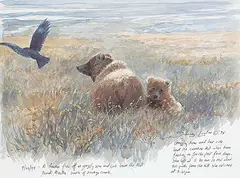 Untitled - Grizzly Sow and Her Cub by John Vernon Seerey-Lester, 1998, watercolour on paper, sold Apr 2023